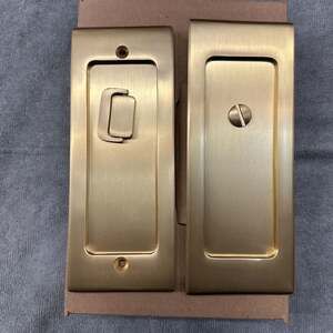 Emtek 2115US4 Satin Brass Modern Rectangular Privacy Pocket Door Mortise Lock,